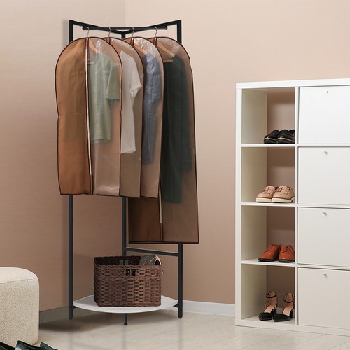 Strong Metal Coat Stand Corner Garment Rack Clothes Rail Wall Hanging Shelf Hook - Picture 16 of 17
