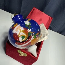 Pier 1 Glass Li Bien Santa Christmas Ornament Tear Drop Shaped