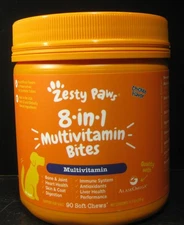 Zesty Paws All Ages 8 in 1 Multivitamin For Dogs 90 soft  Chews Chicken Flavor