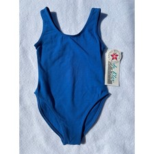 Vintage Body Flex Kids Blue Leotard Bodysuit Size 4/5 Made in USA NWT Royal Blue
