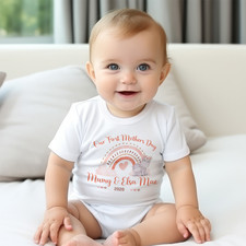 Personalised BabyGrow 1st Mother's Day Together Baby Hippo Rainbow Design Newbor