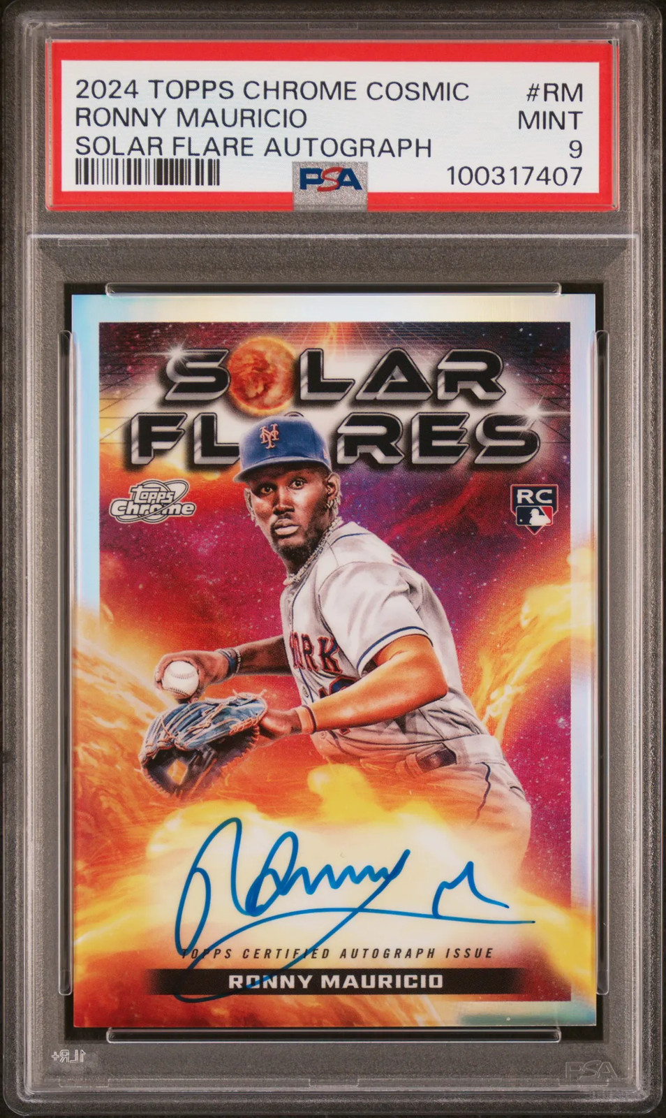 2024 Topps Chrome Cosmic Solar Flare Autographs Ronny Mauricio #RM PSA 9 Rookie