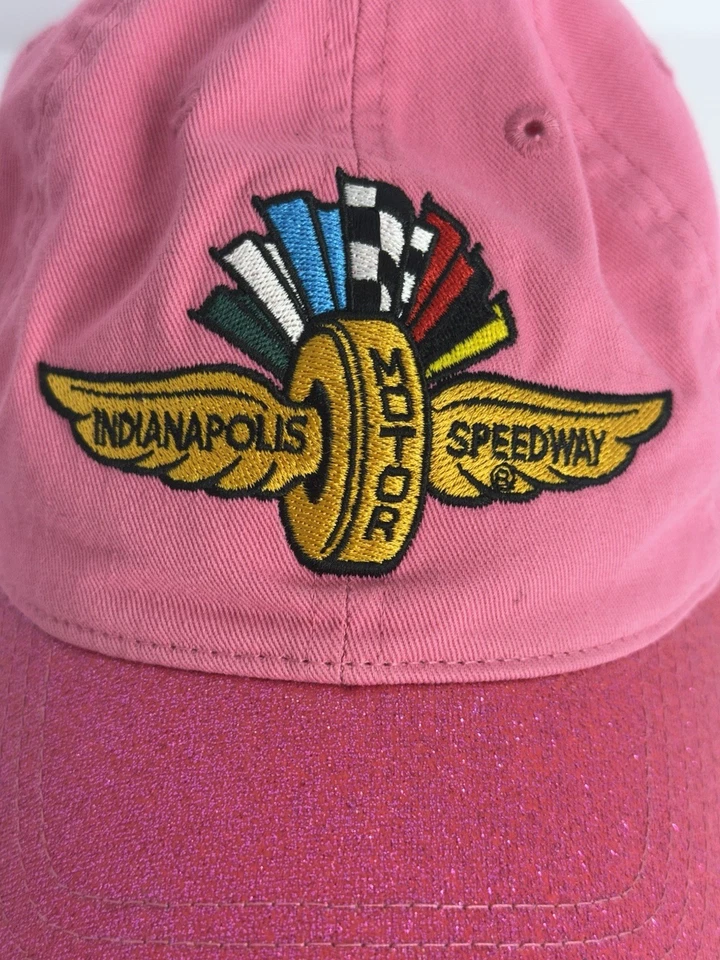 Кепка молодежная регулируемая Indianapolis Motor Speedway с вышитым логотипом розовая блестящая - Изображение 3 из 4