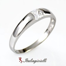 Elegante Anello Fedina in Argento 925 Rodiato Oro Bianco Donna