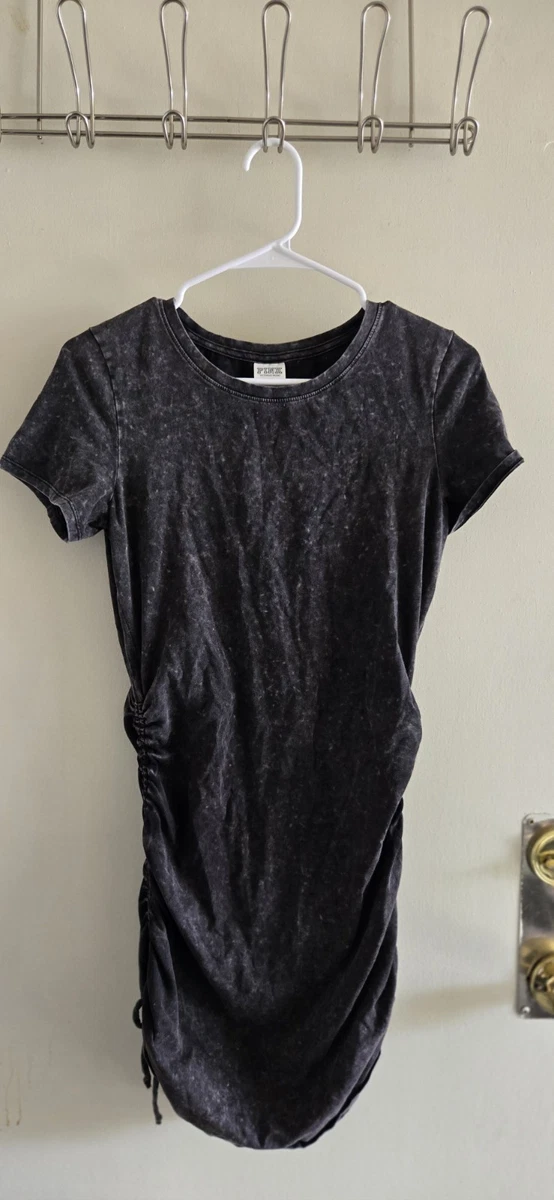 dark grey tshirt dress Dark Grey TWISTED T-SHIRT Mini Dress – 017 Shop main image 1