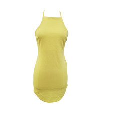Boohoo Womens Selina High Neck Bodycon Dress Yellow Size 4 NWT