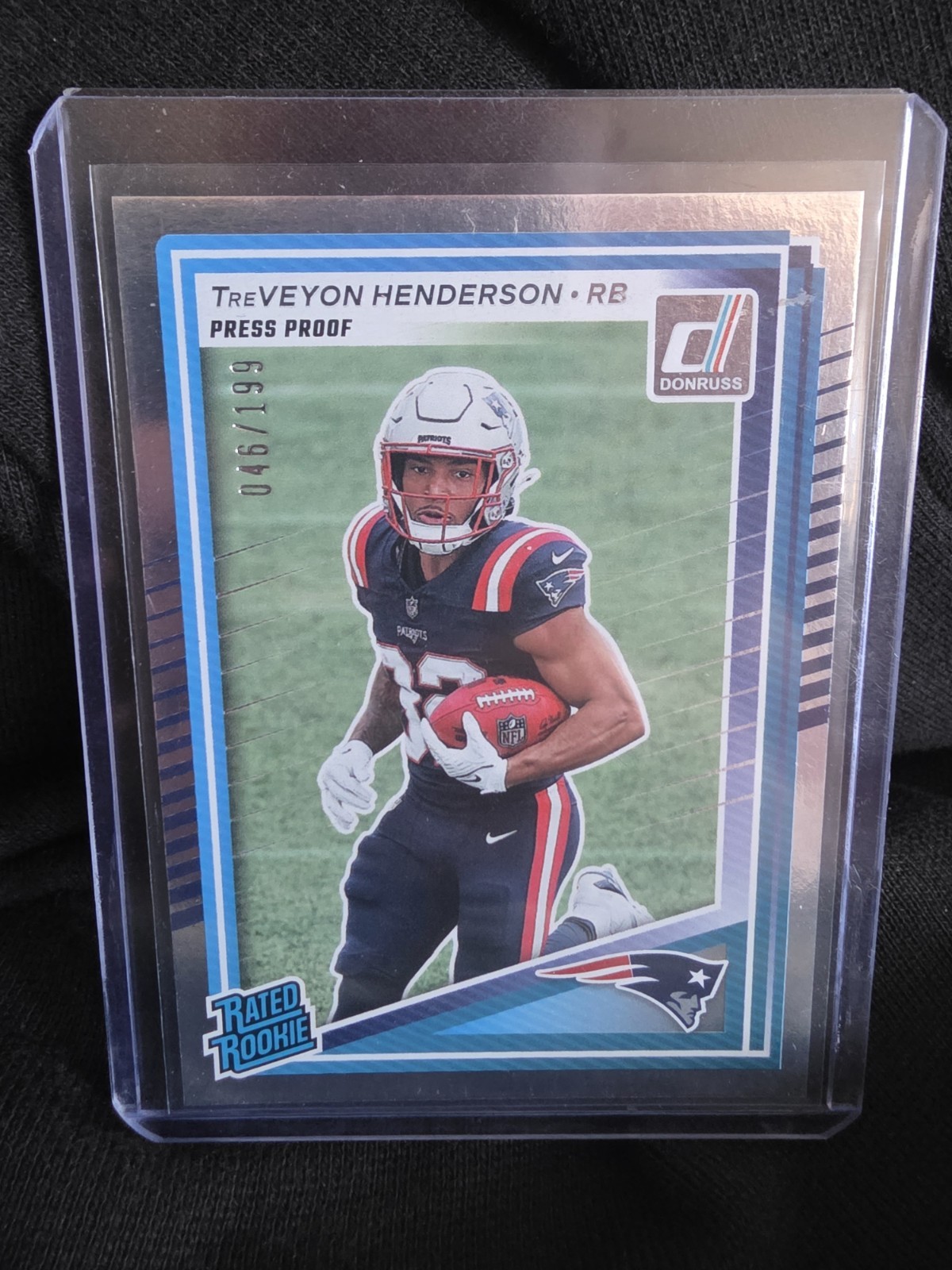 2025 Panini Donruss Rated Rookie Treveyon Henderson #332 Silver Press Proof /199