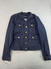 Gap 1969 Womens Blue Jean Jacket Size Medium Dark Wash Classic Denim Lined