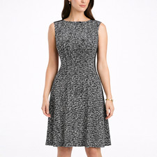 Lauren Ralph Lauren Dress Size 10 Black Ivory Sleeveless Jersey Stretch Career