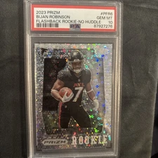🏈🌟🔥2023 Panini Prizm #PFR6 Bijan Robinson (RC) (Flashback No Huddle) (PSA 10)