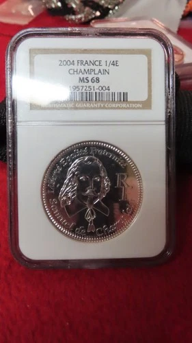 2004 FRANCE SILVER 1/4 EURO CHAMPLAIN NGC MS68