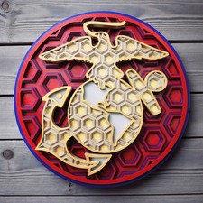 Military 3D Printed Mosaic Wall Art Patriotic Decor