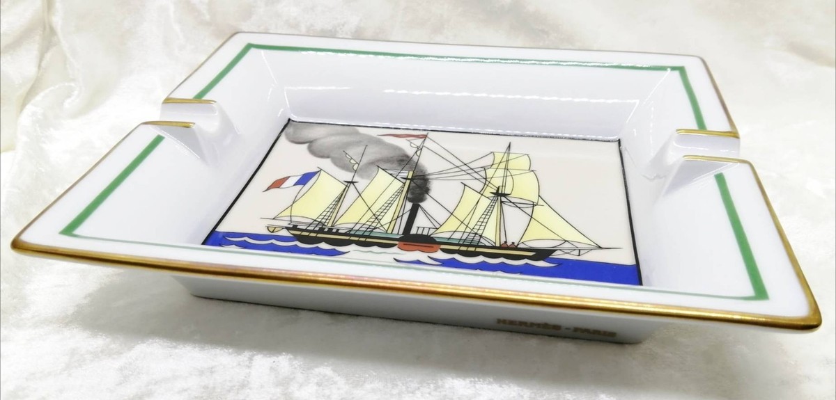 Hermes Paris Cigar Ashtray Change Tray Sailing Boat Ship Porcelain