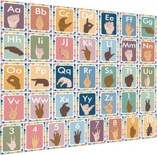 36 Pieces ASL Alphabet Line Bulletin Board Set ABC Number Sign Language Flash Ca