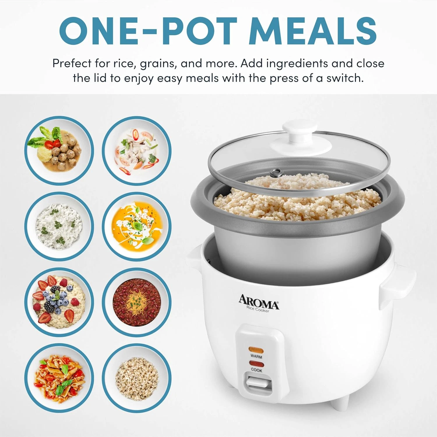 ® Rice Cooker, 3-Cup (Uncooked) / 6-Cup (Cooked), Small Rice Cooker, Oatmeal Coo