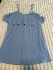 Express Women's Petite Light Blue dress S P Sleeveless Ruffle