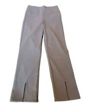 Athleta Gray Crop Travel Workout Office Pants Stretch Zip Hi Waist Sz 8