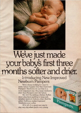 Pampers Vintage Magazine Ad Baby Diapers New Improved Newborn 1979 Print