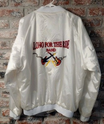 Along for the Ride Band Embroidered Guitars Nylon Tour Jacket Windbreaker XL