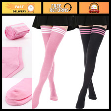 DRESHOW Extra Long High Thigh Socks Striped Over Knee Thin Tights Long Stocking