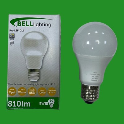 2x 9W (=60W) BELL Pro Dimmbar GLS LED Glühbirne 2700K ES E27 Edison Schraublampe