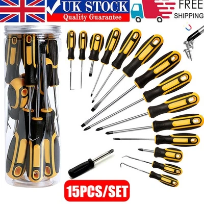 14x Heavy Duty Magnetic Screwdriver Set Grip Philips Flat Slotted Grip Tools