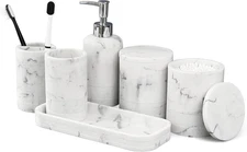 6-Piece Bathroom Accessories Set, Organizer Set with Soap Dispenser, Toothbrush 