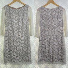 ELIZA J Ivory Floral Lace Overlay Shift Dress Size 8