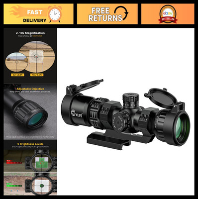 2-10x32 Rifle Scope with Locking Turret, Red & Green Illumination, Parallax Adju
