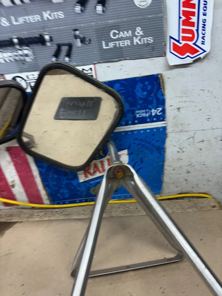 1980-1997 F150 F250 F350 BRONCO SIDE DOOR MIRRORS STAINLESS CHROME TRUCK SET OEM - Image 4 of 4