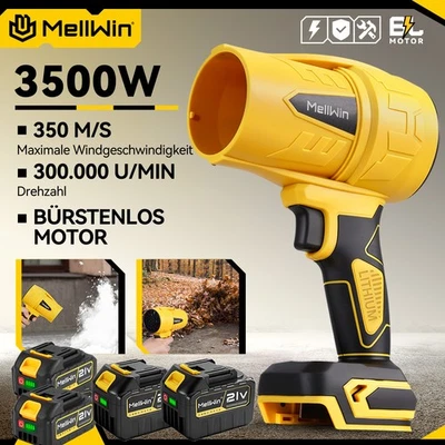MELLWIN Für Makita 21V Akku Laubbläser Turbo Gebläse Jet Bläse Handbläser Luftgebläse
