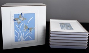Otagiri Prima Lacquer Coasters Set Of 6, VTG 1980, Japan Butterfly Cottage Core