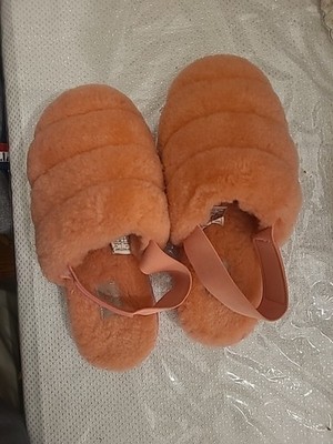 UGG Super Fluff Slipper Women's Size 7 Coral Orange Sheepskin Platform 1121751