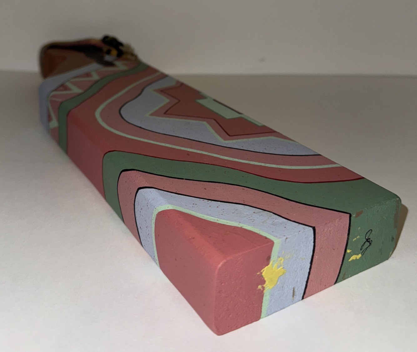 Vintage Native American Woman Wood Wooden Hand Painted 14’’ Tall Pink Teal