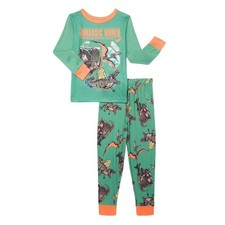 NWT Jurassic World Boys Pajama Set Size 6 Dinosaur Long Sleeve Pants Green Gift