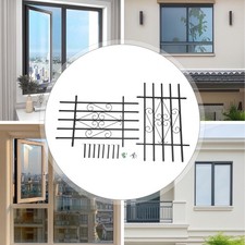 2 PCS Black Window Security Bars   Durable Iron Design for Home Safety
