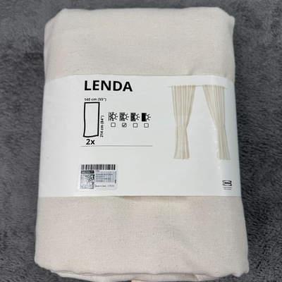 #ad Ikea Lenda Off White Curtains w Tie Back 55quot;X84quot; 405.580.77 NEW $39.00