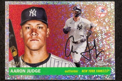 2025 Topps Chrome Platinum Aaron Judge #136 Speckle Refractor /150 Yankees MVP
