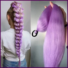 2Pcs Colorful Straight Ponytail Extensions with Elastic Hair Tie for Women