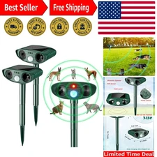 Ultrasonic Animal Repellent Outdoor Solar Powered Repeller Cat Dog Deer Deter...