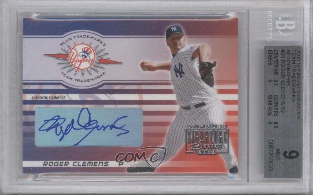 2003 Donruss Signature Series Authentic Signatures 12/50 Roger Clemens Auto 1b0