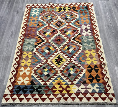 Vintage Kelim traditionell handgefertigt orientalisch Wolle Kelim 5 Fuß 10 Zoll x 3 Fuß 196 cm x 128 cm