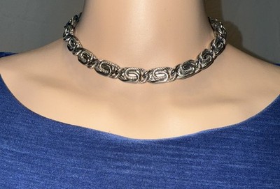 Vintage Kramer of New York Two-Sided Necklace Silvertone Circa 1955 60 BOLD
