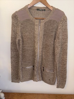 charles vogele Women Sweater Vest Full Zip Brown/grey Size S