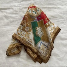 Gold orange and white ornate print bandana 0747