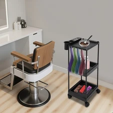 Rolling Salon Cart with Wheels 3-Tier Salon Tray Cart for Hairstylist Tool Store