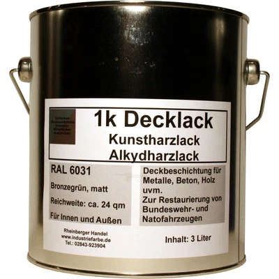 RHEINBERGER HANDEL Kunstharz Lack RAL 6031 matt Bronzegrün Natolack Tarnlack Tarnfarbe 3 Liter