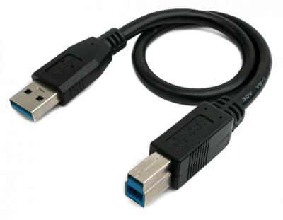 USB 3.0 Kabel 30 cm Typ B Stecker zu A Stecker Schraube Adapter in Schwarz