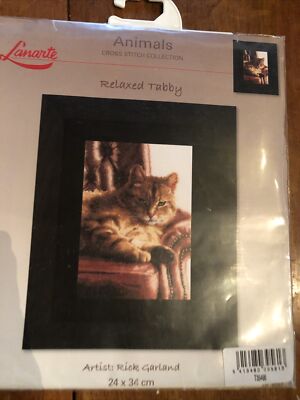 Lanarte Counted Cross Stitch Kit: Relaxed Tabby -Rick Garland