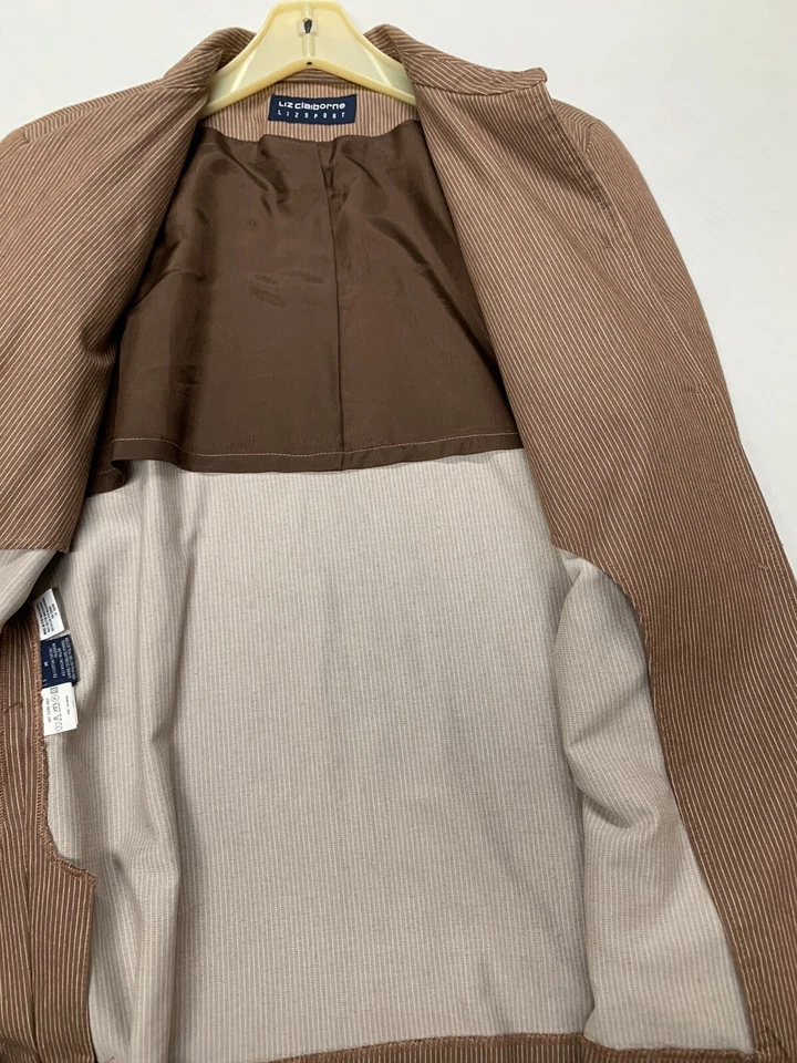 Chaqueta Blazer LIZ CLAIBORNE LIZ SPORT Botón Túnica Rayas Para Mujer Talla M Foto 4 de 4